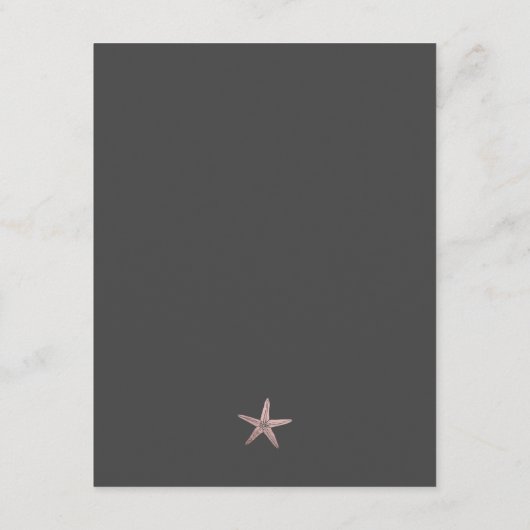 Rose Gold Starfish Hochzeitsgast Details Begleitkarte (Rückseite)