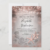 Rose Gold Starfish Tropical Beach Brautparty Einladung (Vorderseite)