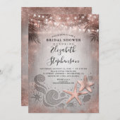 Rose Gold Starfish Tropical Beach Brautparty Einladung (Vorne/Hinten)