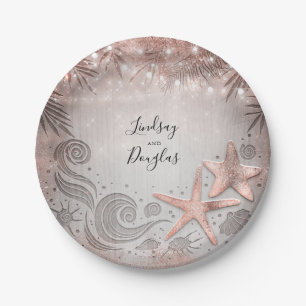 Rose Gold Starfish Tropical Beach Hochzeit Pappteller