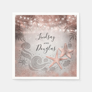 Rose Gold Starfish Tropical Beach Hochzeit Serviette