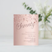Rose Gold Stars Budget Einladung zum 70. Geburtsta (Stehend Vorderseite)