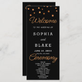 Rose Gold Stars Celestial Black Wedding Program (Vorne/Hinten)