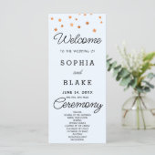 Rose Gold Stars Celestial Blue Wedding Program (Stehend Vorderseite)