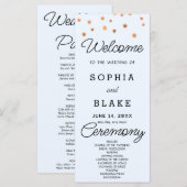 Rose Gold Stars Celestial Blue Wedding Program (Vorne/Hinten)