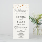 Rose Gold Stars Celestial White Wedding Program (Stehend Vorderseite)