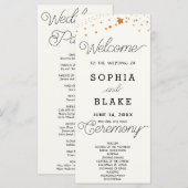 Rose Gold Stars Celestial White Wedding Program (Vorne/Hinten)