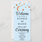 Rose Gold Stars Crescent Moon Blue Wedding Program (Vorderseite)