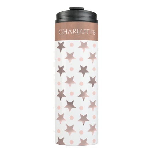 Rose Gold Stars Custom Thermal Tumbler Thermosbecher (Vorderseite)