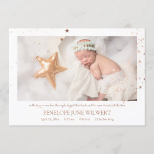 Rose Gold Stars Girl Geburtserklärung Einladung