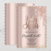 Rose Gold, Stars Kinderdusche Einladung (Vorne/Hinten)