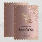 Rose Gold, Stars Kinderdusche Einladung (Vorne/Hinten)