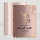 Rose Gold, Stars Kinderdusche Einladung (Vorne/Hinten)