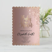 Rose Gold, Stars Kinderdusche Einladung (Stehend Vorderseite)