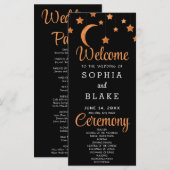 Rose Gold Stars Moon Black Wedding Programm (Vorne/Hinten)