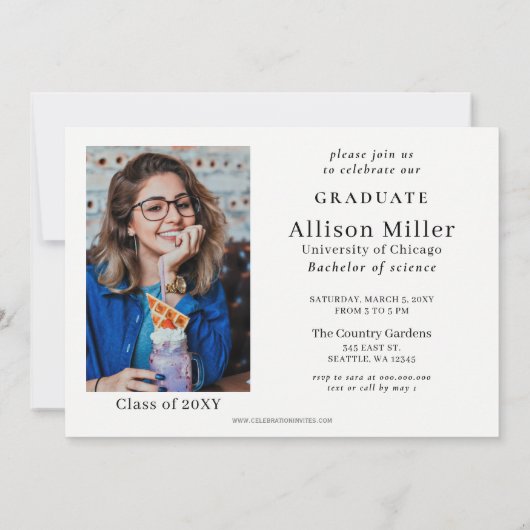 Rose Gold Stars Proud Graduate Foto Abschluss Einladung (Rückseite)