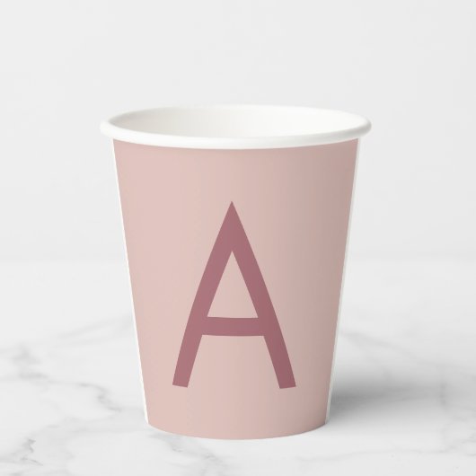 Rose Gold Staub Moderne Monogramm Anfangsbuchstabe Pappbecher (Vorderseite)
