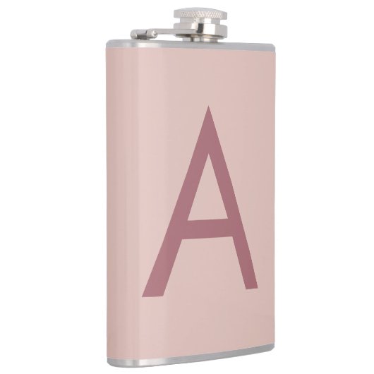 Rose Gold Staub Modernes Monogramm Anfangsbuchstab Flachmann (Rechts)