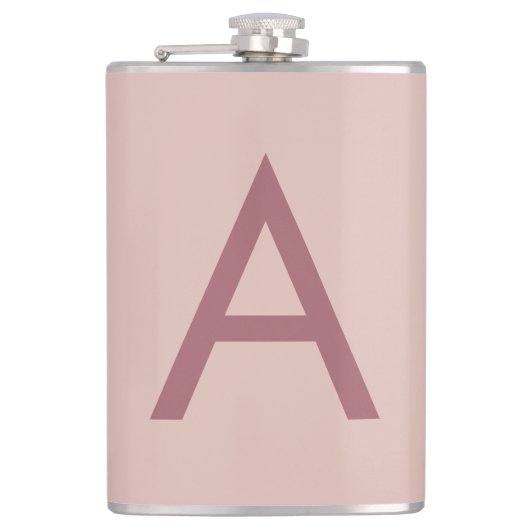 Rose Gold Staub Modernes Monogramm Anfangsbuchstab Flachmann (Vorderseite)