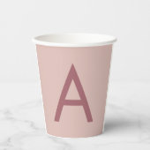 Rose Gold Staub Modernes Monogramm Anfangsbuchstab Pappbecher (Vorderseite)