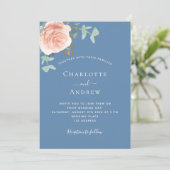 Rose Gold staubblaue Vegetation QR Code UAWG Hochz Einladung (Stehend Vorderseite)