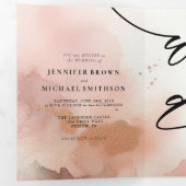 Rose Gold Staubfarbe Monogram Einladung (Innen Erste Seite)