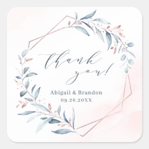 Rose Gold Staubig Blau Grüner Bereich Geometrische Quadratischer Aufkleber