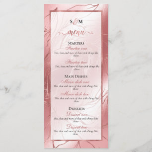 Rose Gold staubige Rose Rosa klassische Hochzeit Menükarte