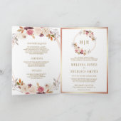 Rose Gold Staubrosa Florale QR-Code-Hochzeit Einladung (Innenseite)
