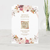 Rose Gold Staubrosa Florale QR-Code-Hochzeit Einladung (Rückseite)
