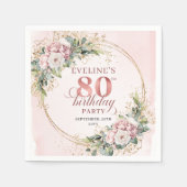 Rose Gold Staubrosa Grün 80. Geburtstag Serviette (Vorderseite)