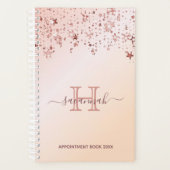 Rose Gold Sterne Termine Monogramm Planer (Vorderseite)