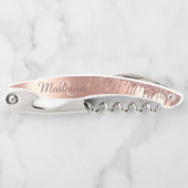 Rose Gold Stilvolle Monogram Metal Glitzer Tropfen Kellnermesser (Vorderseite)