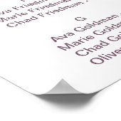 Rose Gold Streamer Alphabetisches Seetabelle Poster (Ecke)