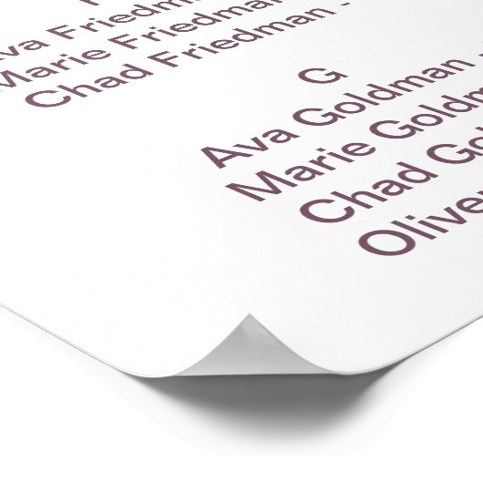 Rose Gold Streamer Alphabetisches Seetabelle Poster (Ecke)