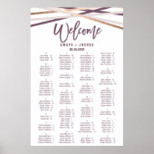 Rose Gold Streamer Alphabetisches Seetabelle Poster (Vorne)