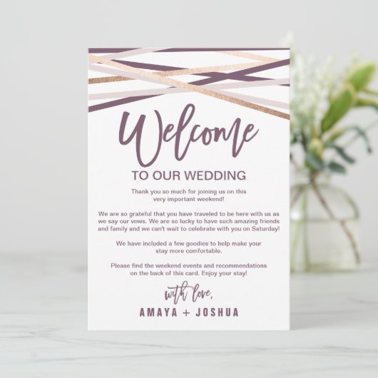 Rose Gold Streamers Begrüßungsbrief und Informatio Programm (Stehend Vorderseite)