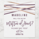 Rose Gold Streamers werden Sie meine Ehrenleiterin Weinetikett (Einzelnes Label)