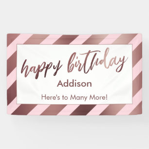 Rose Gold Streifen auf Pastel Pink Happy Geburtsta Banner