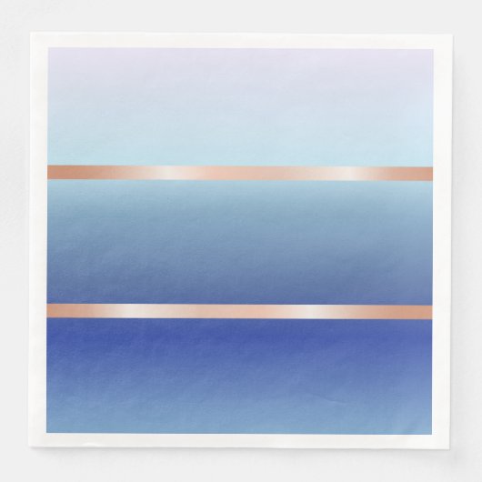 Rose Gold Streifen Blaue Farbe Serviette (Vorderseite)