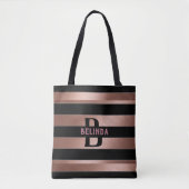 Rose Gold Streifen Geschenk Monogram HER Tasche (Vorderseite)