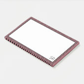 Rose Gold Streifen Grenze | Monogramm Post-it Klebezettel (angewinkelt)