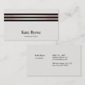 Rose Gold Streifen Moderne Beruflich Visitenkarte (Vorne/Hinten)
