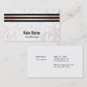 Rose Gold Streifen Moderner White Bokeh Glitzer Visitenkarte (Vorne/Hinten)