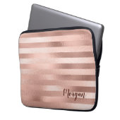 Rose Gold Streifen, Name oder Monogramm, Vs 2 Laptopschutzhülle (Vorderseite Links)