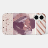 Rose Gold Streifen und Punkte Elegantes Foto Case-Mate iPhone Hülle (Rückseite (Horizontal))