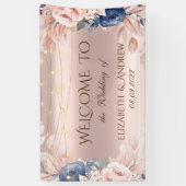 Rose Gold String Lights Blue Rose Hochzeit Banner (Vertikal)