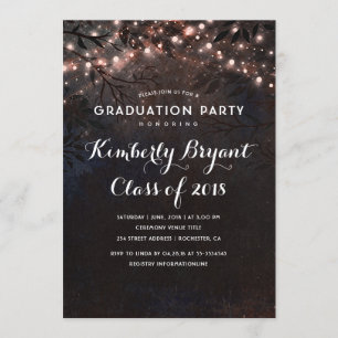 Rose Gold String Lights Graduation Party Einladung