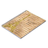 Rose Gold Stripes Glam Eiffelturm Notizblock (Linke Seite)