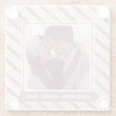Rose Gold Striping Elegantes Foto und Text Glasuntersetzer (Rückseite)